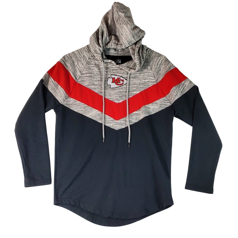 NFL Kansas‎ City Chiefs Women's Gray Red Chevron Hoodie Pullover Size S